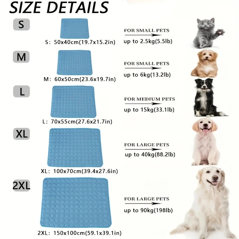 Cooling Mat for Dogs & Cats – Ice Silk Summer Pet Pad, XS–2XL