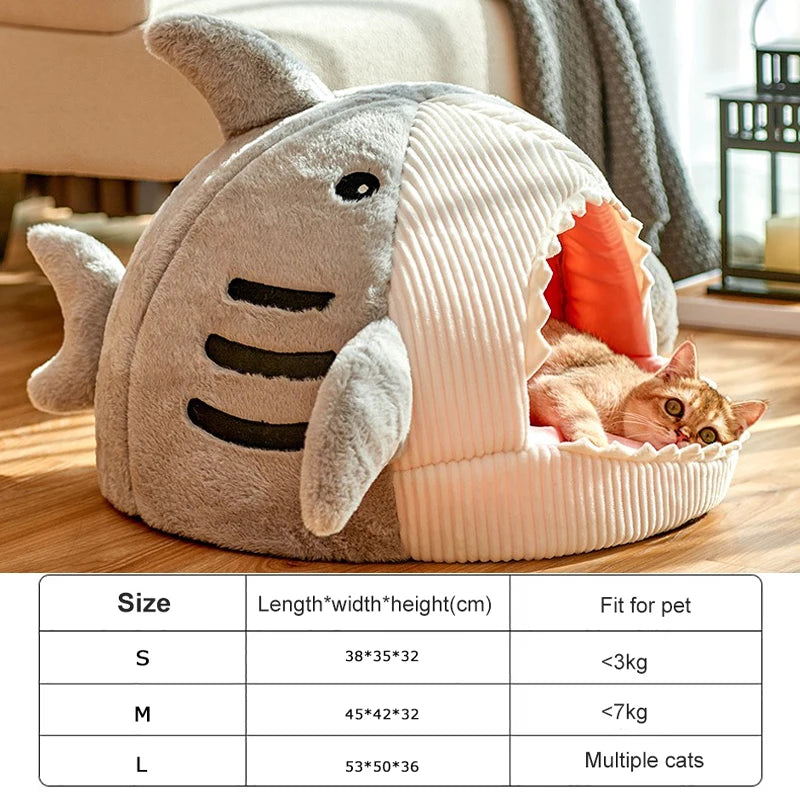 Enclosed Cat Bed – Warm Hooded Cave Nest for Cats & Kittens, S/M/L