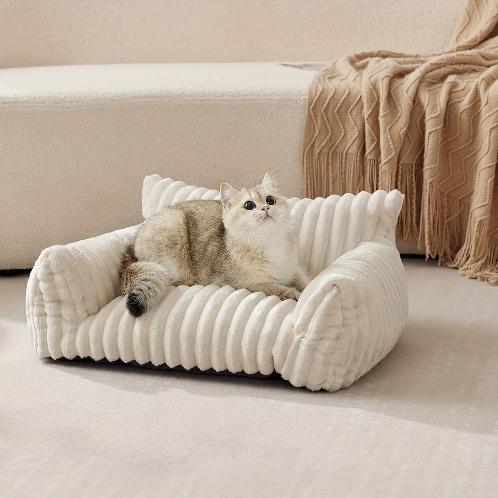 Cat Sofa Bed – Plush Bolster Bed for Cats & Small Dogs, Deep-Sleep Comfort, S–L