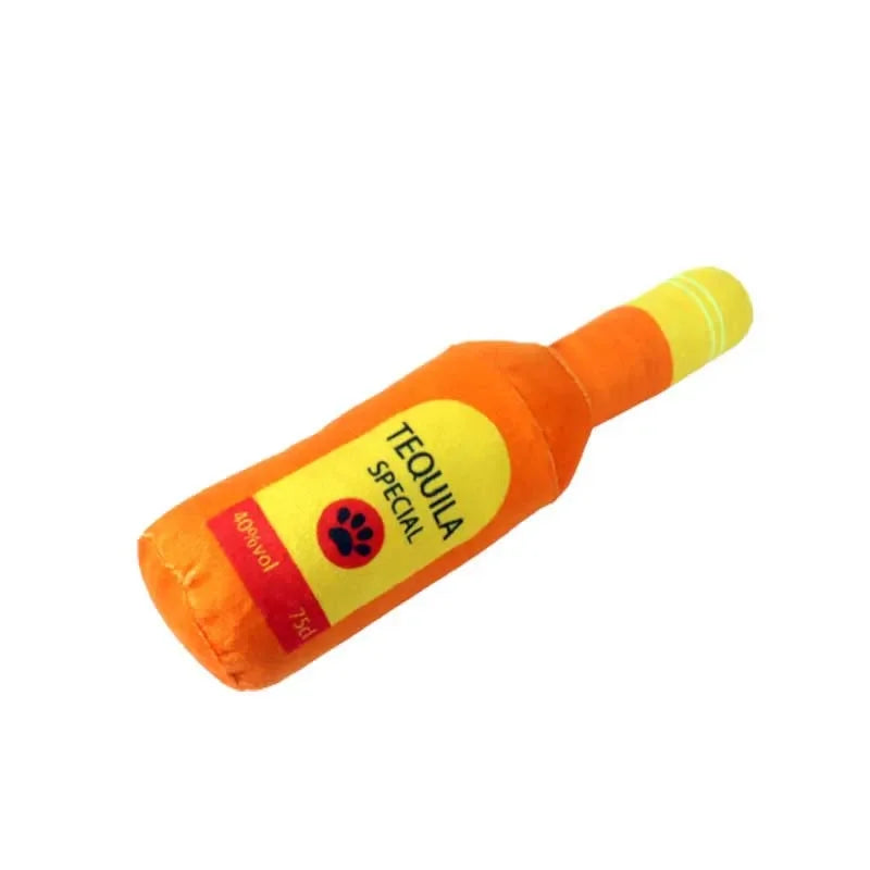 Squeaky Plush Dog Toy – Bottle Shaped Chew Toy for Small & Large Dogs, 24cm