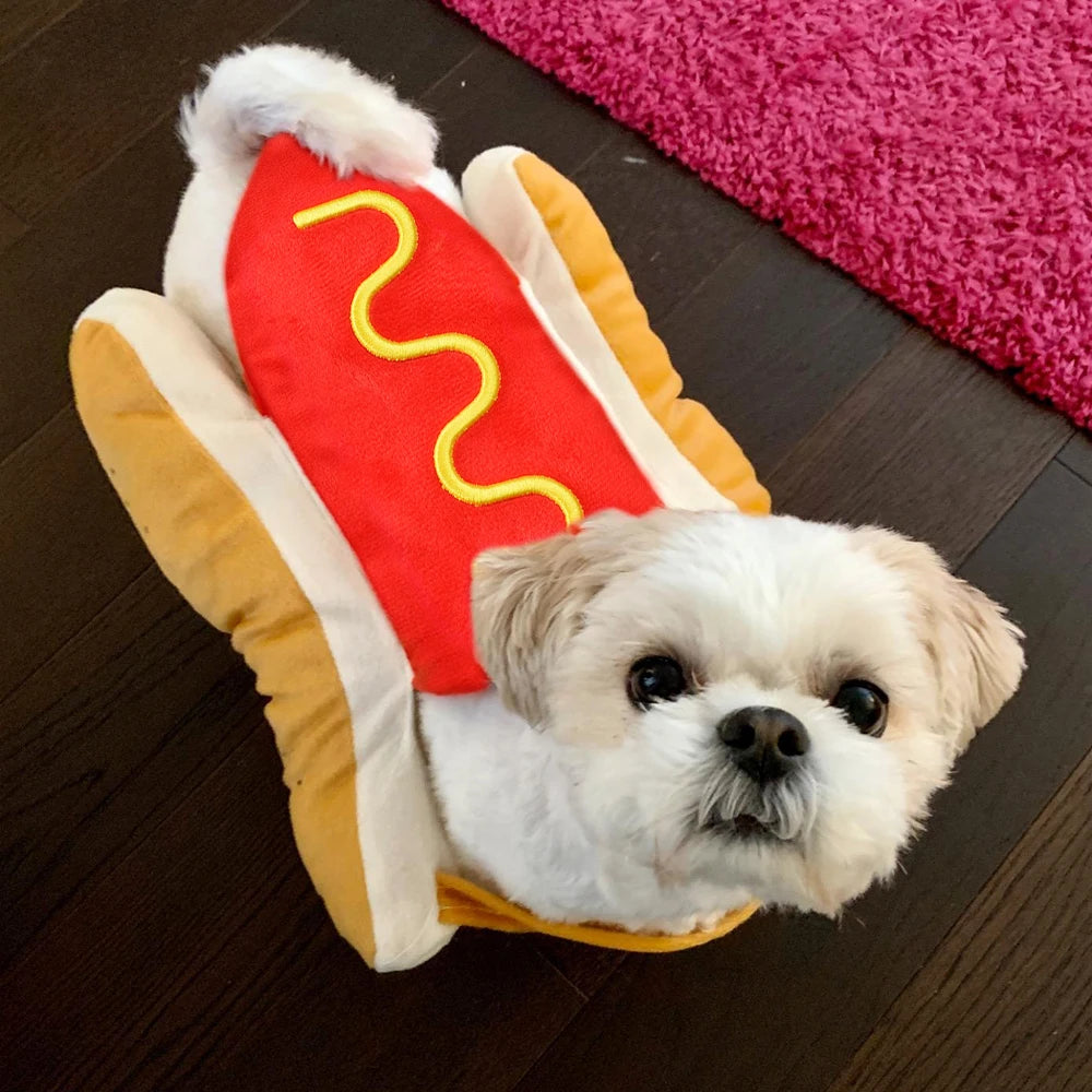 Hot Dog Costume for Dogs & Cats – Funny Halloween Pet Outfit, XS–XL