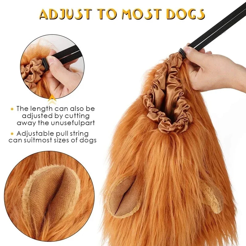 Lion Mane Dog Costume – Wig, Hat & Tail for Medium to Large Dogs