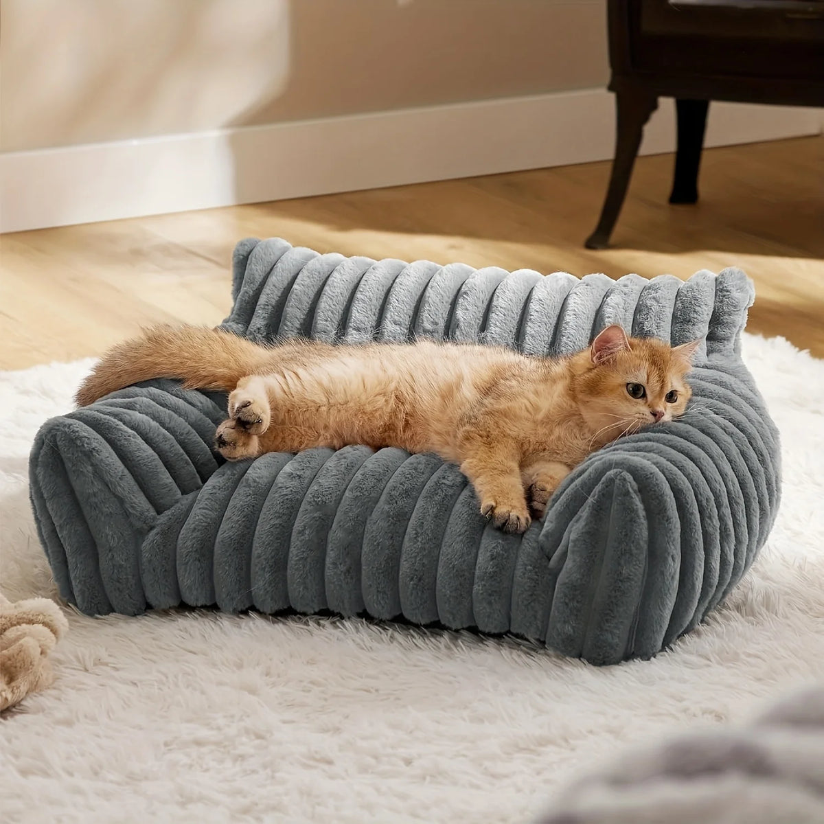 Cat Sofa Bed – Plush Bolster Bed for Cats & Small Dogs, Deep-Sleep Comfort, S–L