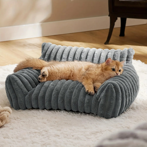 Cat Sofa Bed – Plush Bolster Bed for Cats & Small Dogs, Deep-Sleep Comfort, S–L