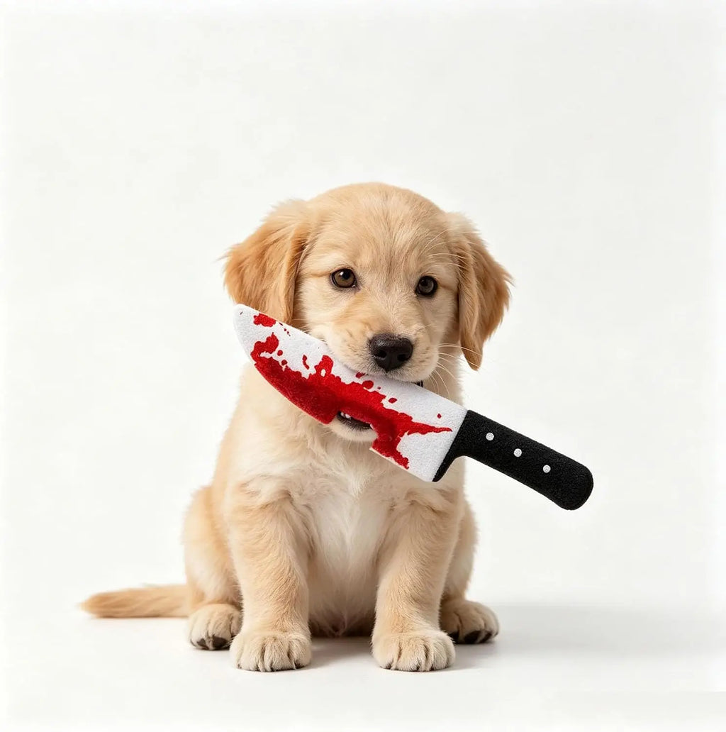 Halloween Plush Knife Squeaky Dog Toys – 4-Piece Set