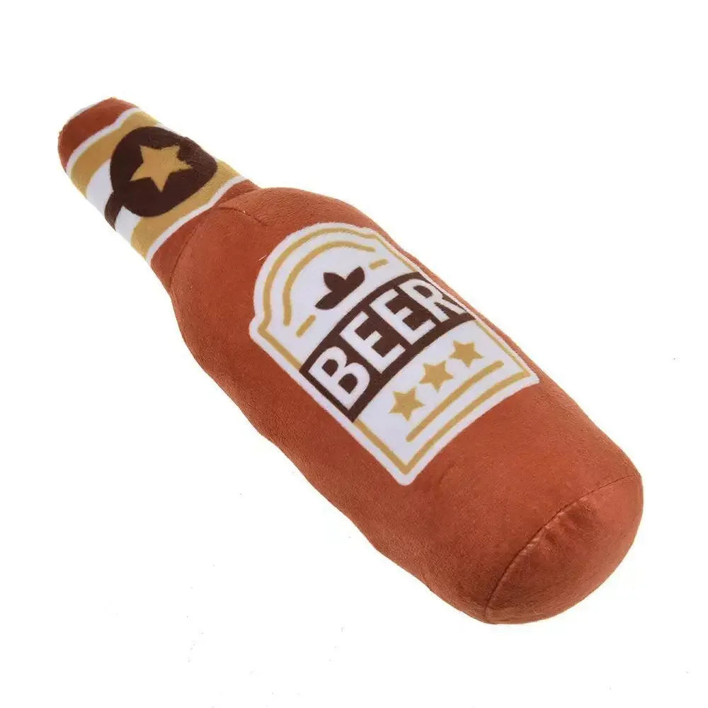Squeaky Plush Dog Toy – Bottle Shaped Chew Toy for Small & Large Dogs, 24cm