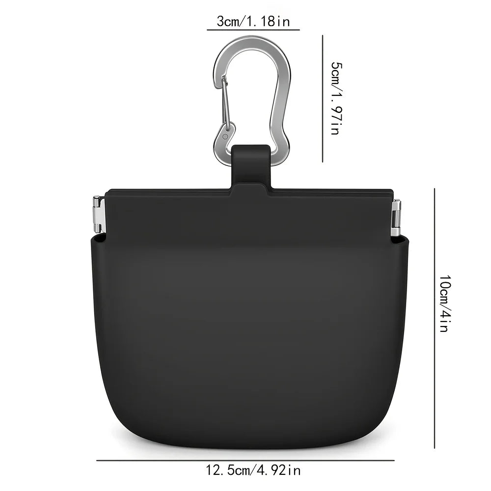 Silicone Dog Treat Pouch – Clip-On Training Bag with Steel Hook