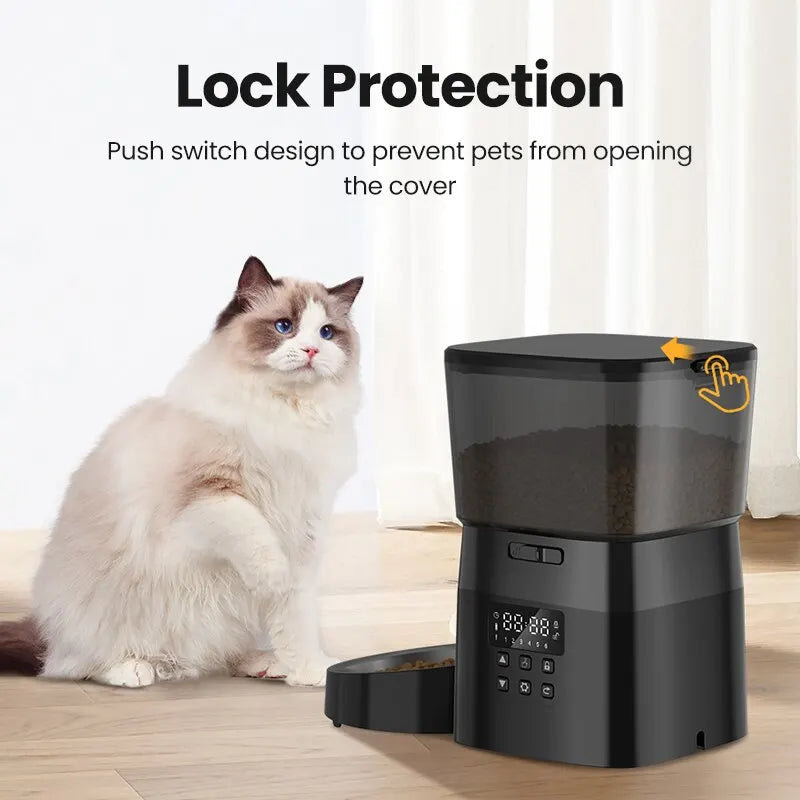 Automatic Pet Feeder 2L – Dry Food Dispenser for Cats & Dogs, Button Control