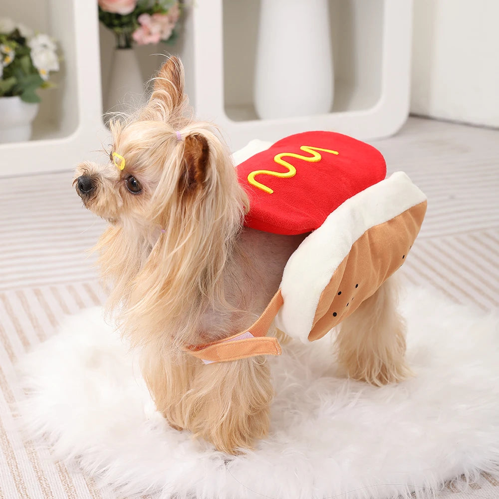 Hot Dog Costume for Dogs & Cats – Funny Halloween Pet Outfit, XS–XL