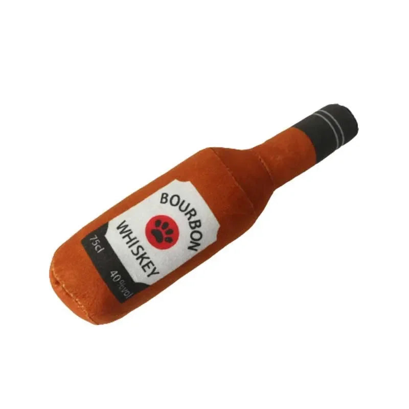 Squeaky Plush Dog Toy – Bottle Shaped Chew Toy for Small & Large Dogs, 24cm