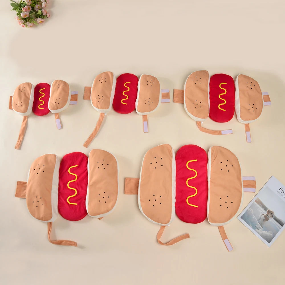 Hot Dog Costume for Dogs & Cats – Funny Halloween Pet Outfit, XS–XL