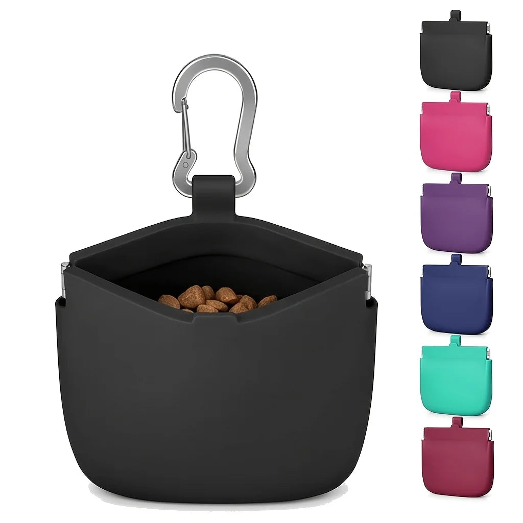 Silicone Dog Treat Pouch – Clip-On Training Bag with Steel Hook