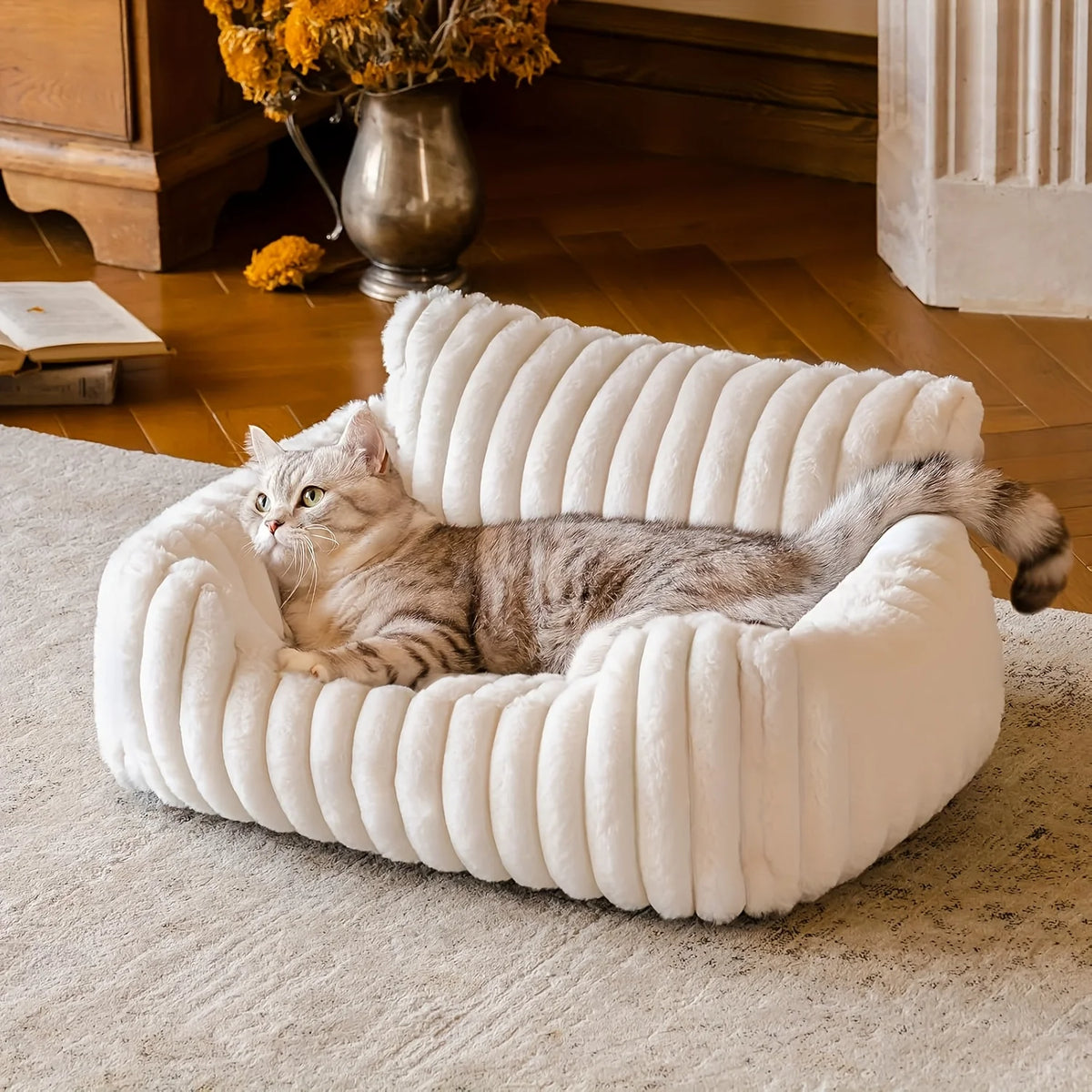 Cat Sofa Bed – Plush Bolster Bed for Cats & Small Dogs, Deep-Sleep Comfort, S–L