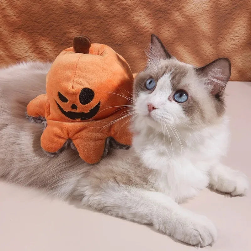 Octopus Plush Dog Toy – Squeaky Flip Toy, Pumpkin & Pirate Halloween Design