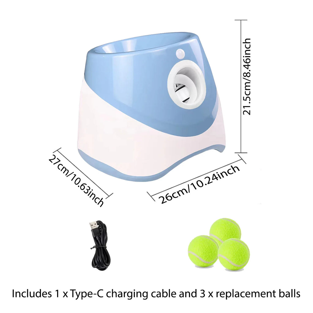 Automatic Dog Ball Launcher – Adjustable Distance Tennis Ball Thrower, 3 Balls Included