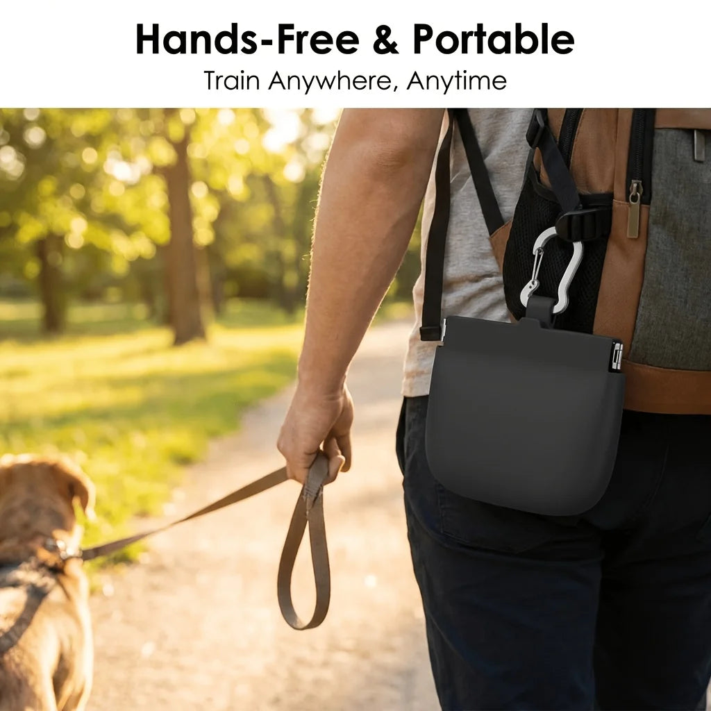 Silicone Dog Treat Pouch – Clip-On Training Bag with Steel Hook