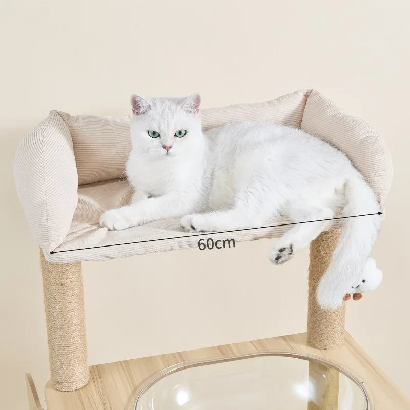 Large Wooden Cat Tree with Cat House & Scratching Post – Multi-Level Indoor Cat Tower
