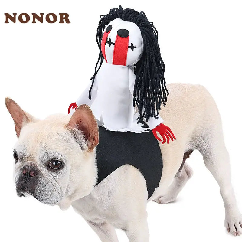 Dog Rider Costume for Large Dogs – Funny Halloween Pet Outfit, Black, S–L