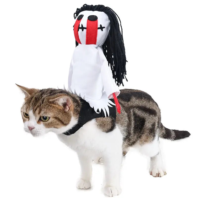 Dog Rider Costume for Large Dogs – Funny Halloween Pet Outfit, Black, S–L