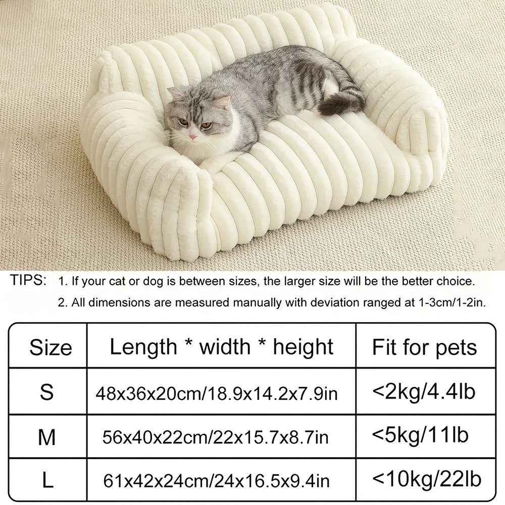 Cat Sofa Bed – Plush Bolster Bed for Cats & Small Dogs, Deep-Sleep Comfort, S–L