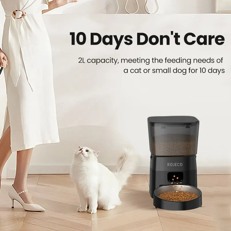 Automatic Pet Feeder 2L – Dry Food Dispenser for Cats & Dogs, Button Control