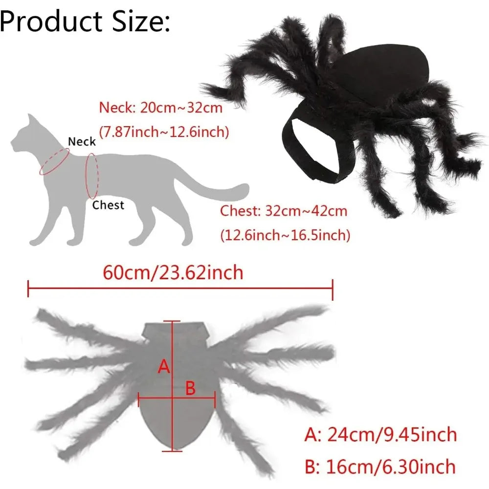 Spider Costume for Dogs & Cats – Adjustable Velcro Halloween Pet Outfit