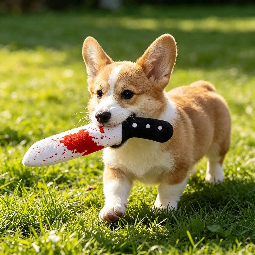 Halloween Plush Knife Squeaky Dog Toys – 4-Piece Set