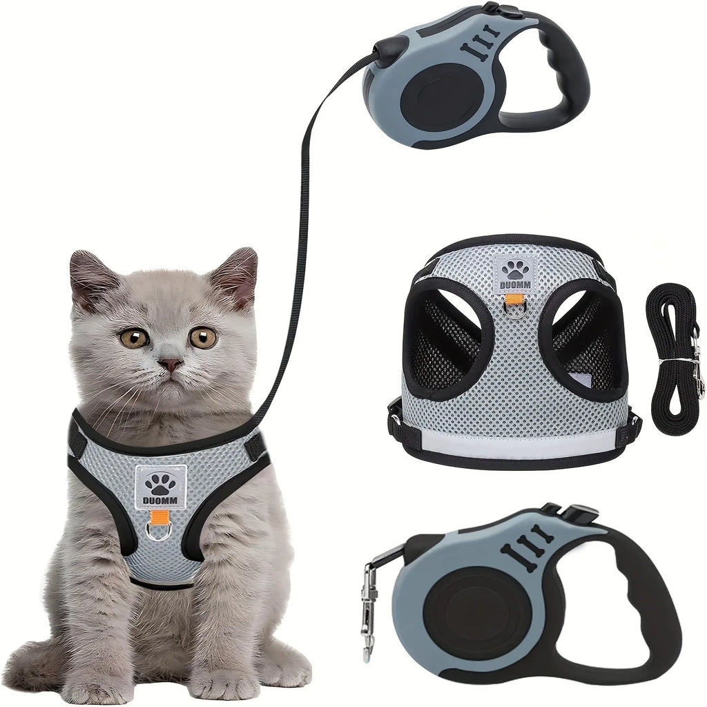 Cat Harness and Lead Set – Adjustable Vest Harness for Cats & Kittens, S/M