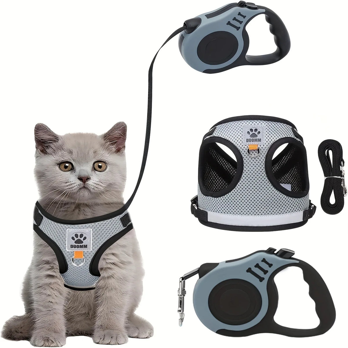 Cat Harness and Lead Set – Adjustable Vest Harness for Cats & Kittens, S/M