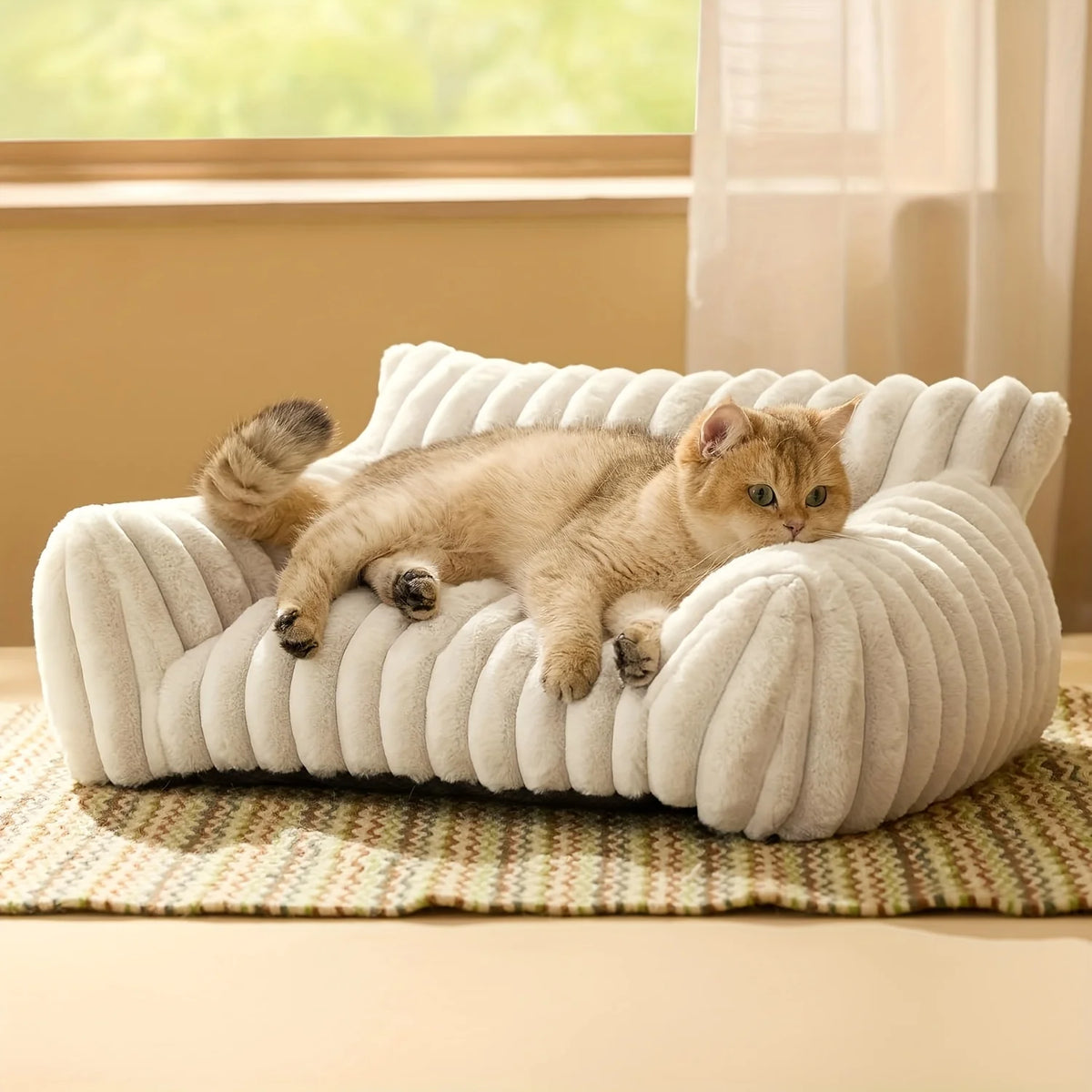 Cat Sofa Bed – Plush Bolster Bed for Cats & Small Dogs, Deep-Sleep Comfort, S–L