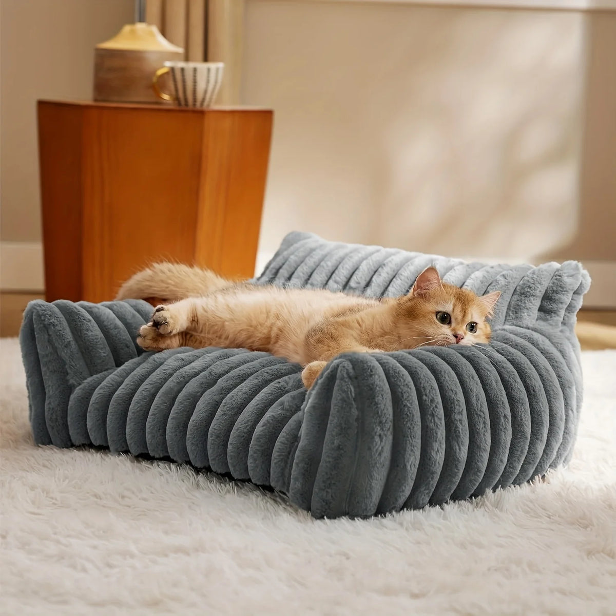 Cat Sofa Bed – Plush Bolster Bed for Cats & Small Dogs, Deep-Sleep Comfort, S–L