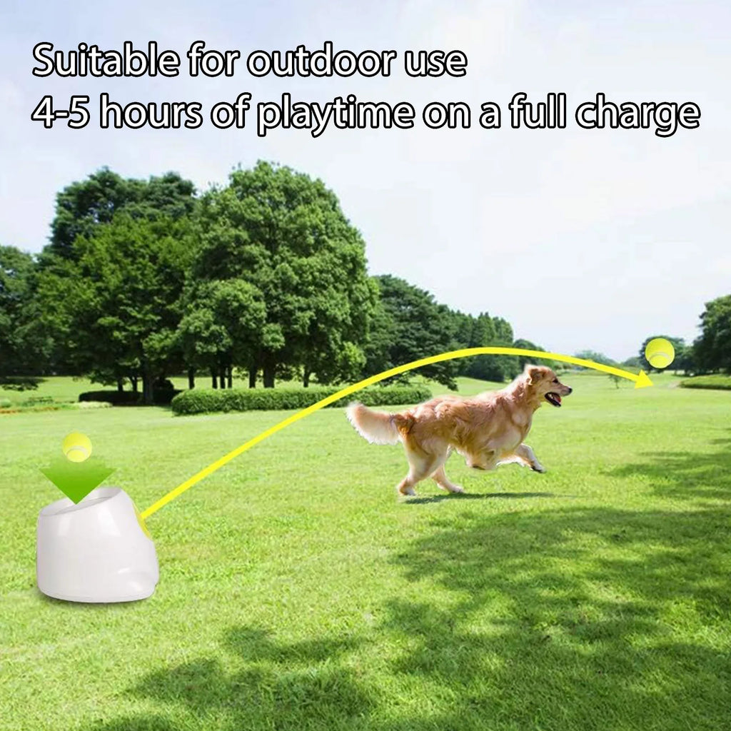 Automatic Dog Ball Launcher – Adjustable Distance Tennis Ball Thrower, 3 Balls Included