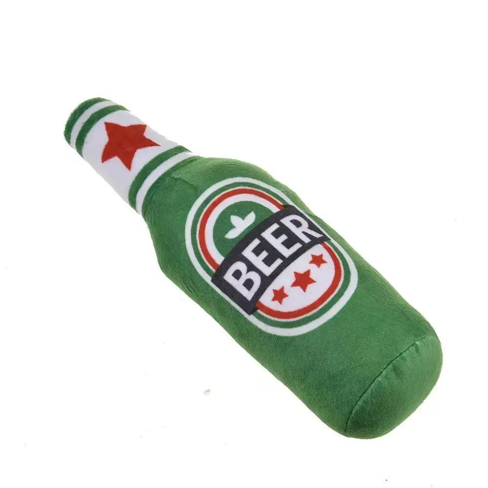 Squeaky Plush Dog Toy – Bottle Shaped Chew Toy for Small & Large Dogs, 24cm