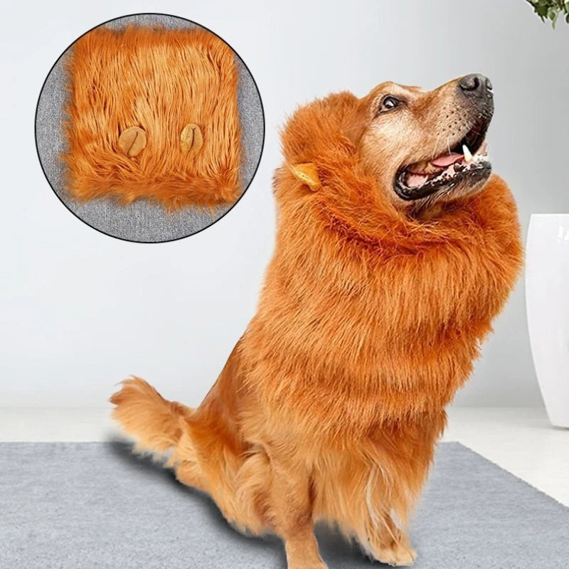 Lion Mane Dog Costume – Wig, Hat & Tail for Medium to Large Dogs