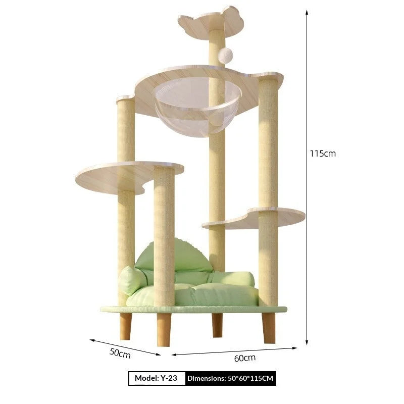 Large Wooden Cat Tree with Cat House & Scratching Post – Multi-Level Indoor Cat Tower