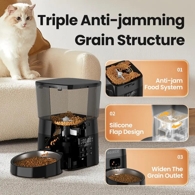 Automatic Pet Feeder 2L – Dry Food Dispenser for Cats & Dogs, Button Control