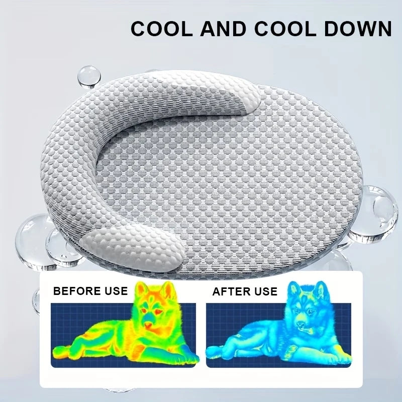 Cooling Dog Bed – Breathable Ice Silk Oval Bed for Dogs & Cats, M–XXL