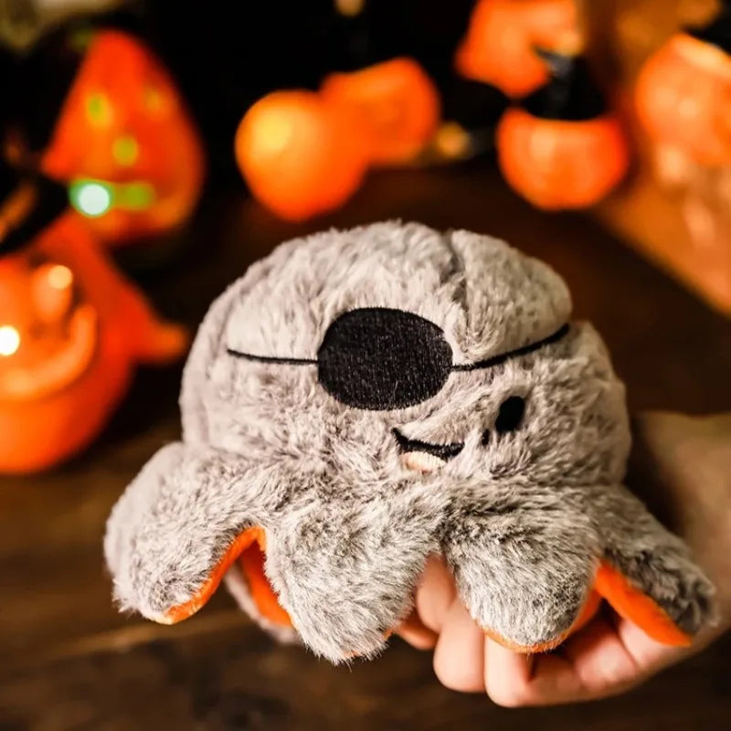 Octopus Plush Dog Toy – Squeaky Flip Toy, Pumpkin & Pirate Halloween Design