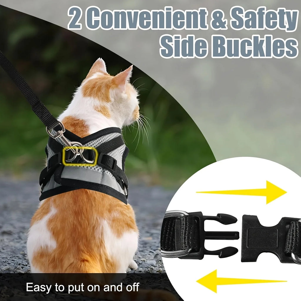 Cat Harness and Lead Set – Adjustable Vest Harness for Cats & Kittens, S/M