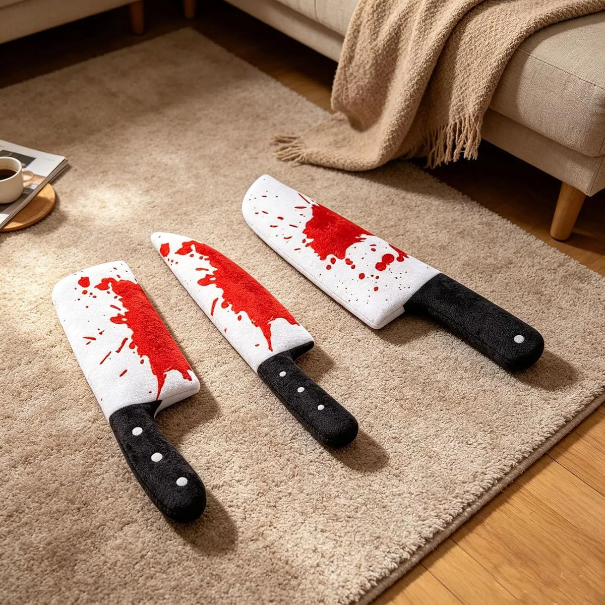 Halloween Plush Knife Squeaky Dog Toys – 4-Piece Set