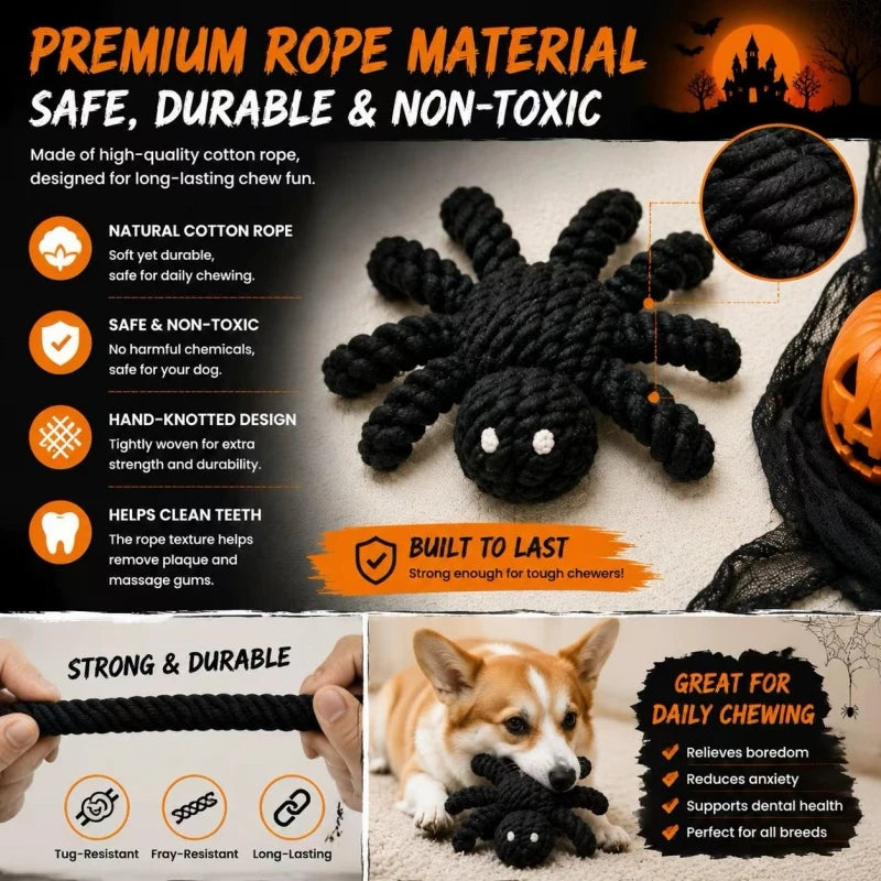 Spider Rope Dog Toy – Silent Cotton Chew & Tug Toy for Small & Large Dogs