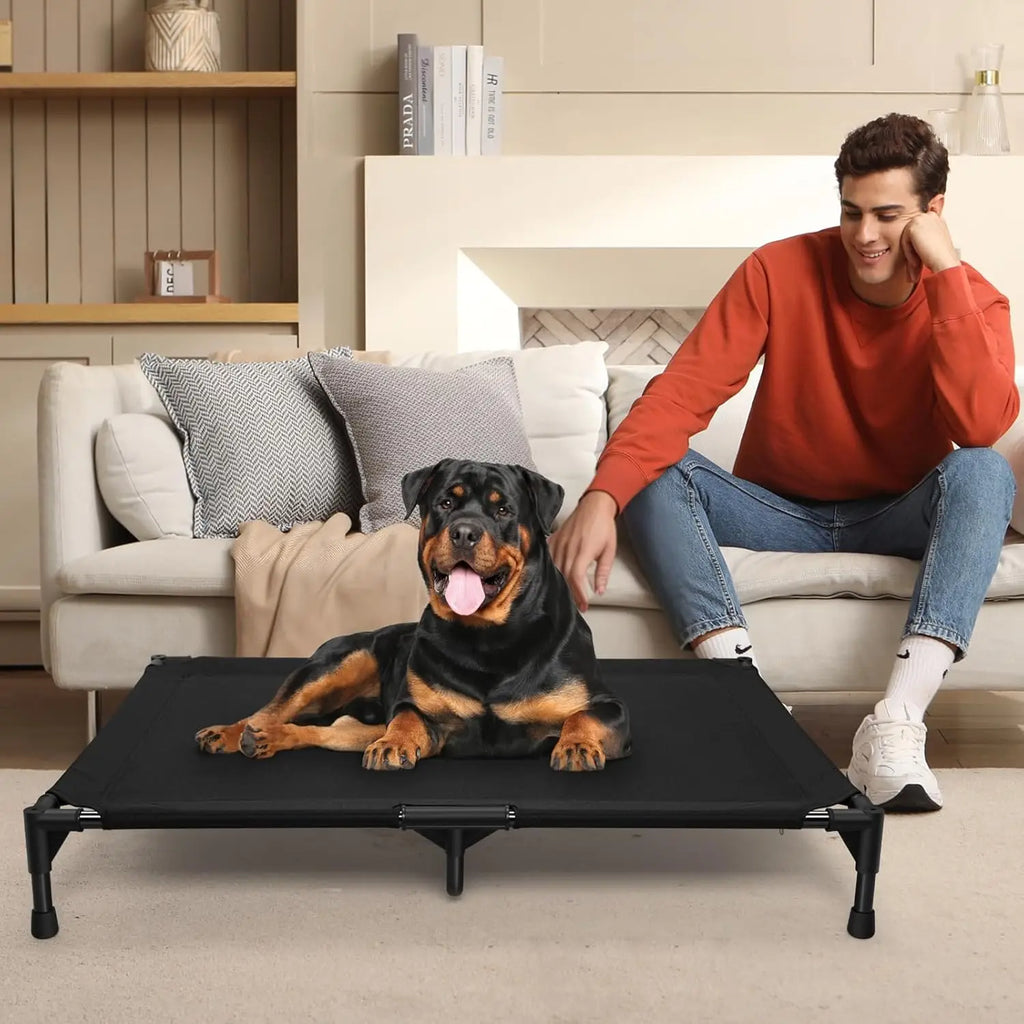 Elevated Dog Bed – Raised Cooling Pet Cot with Metal Frame, S–XL
