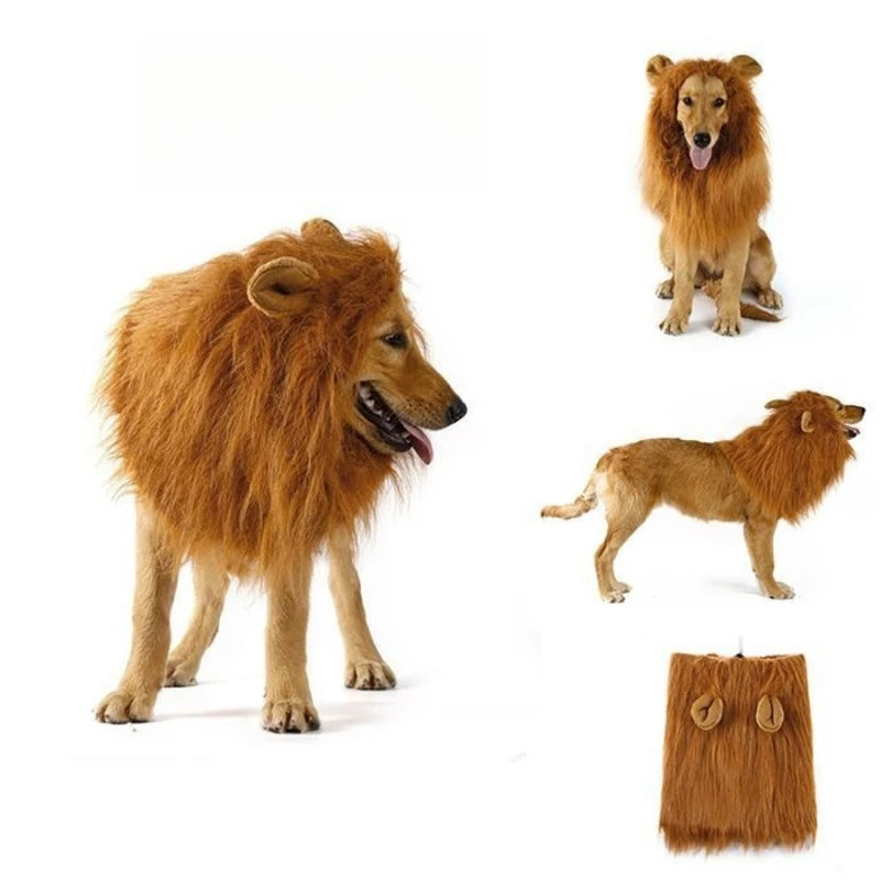 Lion Mane Dog Costume – Wig, Hat & Tail for Medium to Large Dogs