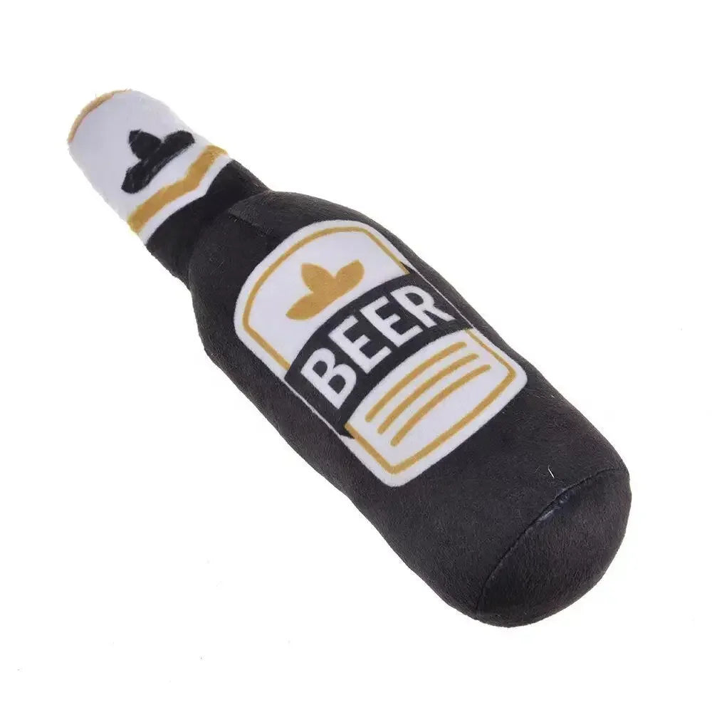Squeaky Plush Dog Toy – Bottle Shaped Chew Toy for Small & Large Dogs, 24cm