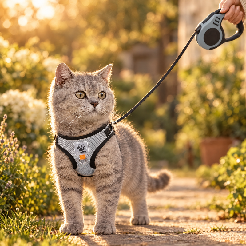 Cat Harness and Lead Set – Adjustable Vest Harness for Cats & Kittens, S/M