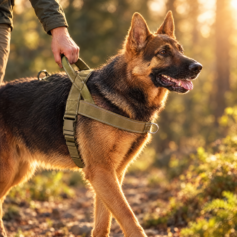 No-Pull Dog Harness for Large Dogs – Tactical Nylon with Handle & Reflective Trim, S–XL