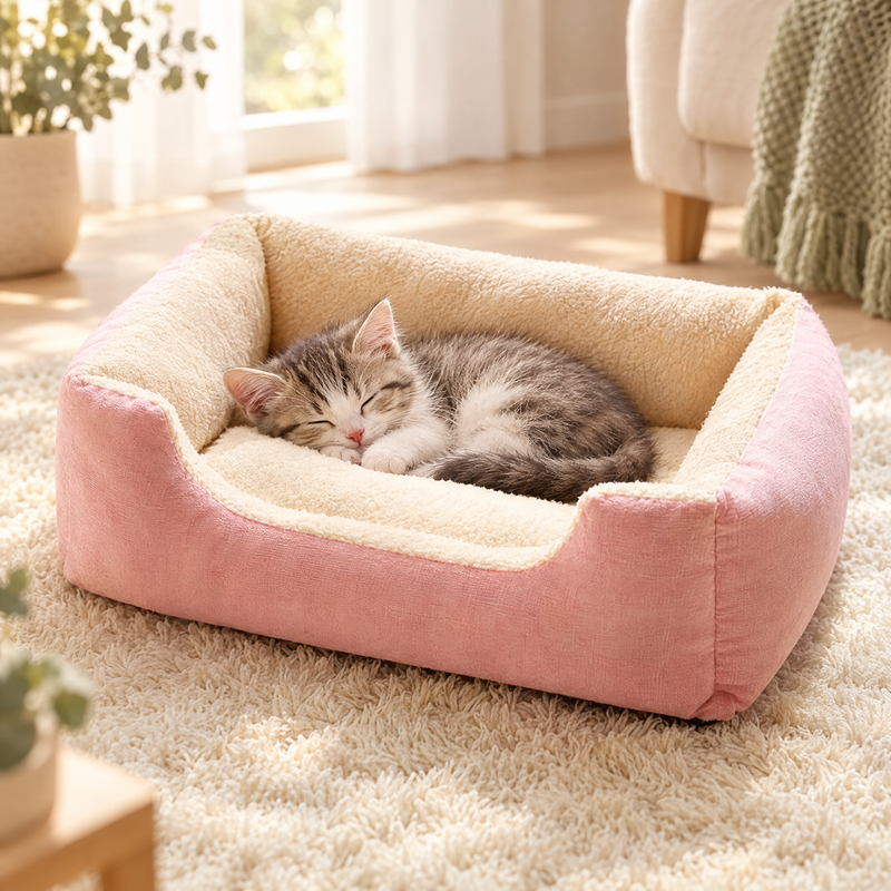 Cat Bed – Soft Cushioned Basket Bed for Cats & Small Dogs, S–XXL